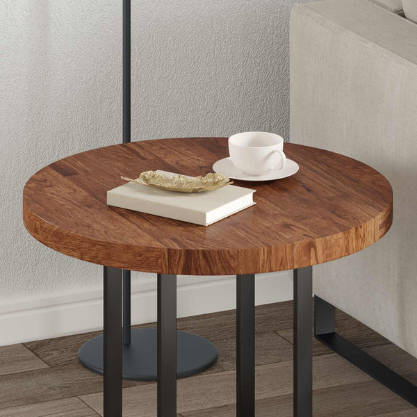 Tischplatte Hellbraun Ø 60cm Eiche Massivholz