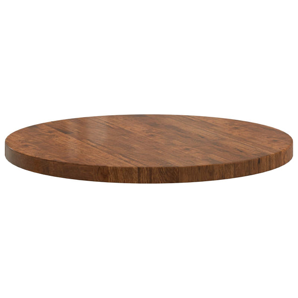 vidaXL Plateau de table marron clair Ø 80 x 4 cm chêne massif