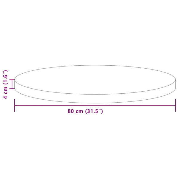 vidaXL Plateau de table marron clair Ø 80 x 4 cm chêne massif