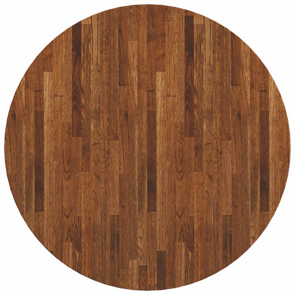 vidaXL Plateau de table marron clair Ø 80 x 4 cm chêne massif