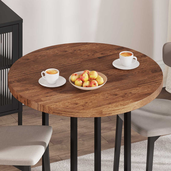 Tischplatte Hellbraun Ø 90cm Eiche Massivholz