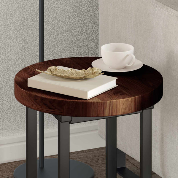 Tischplatte Dunkelbraun Ø 40cm Eiche Massivholz