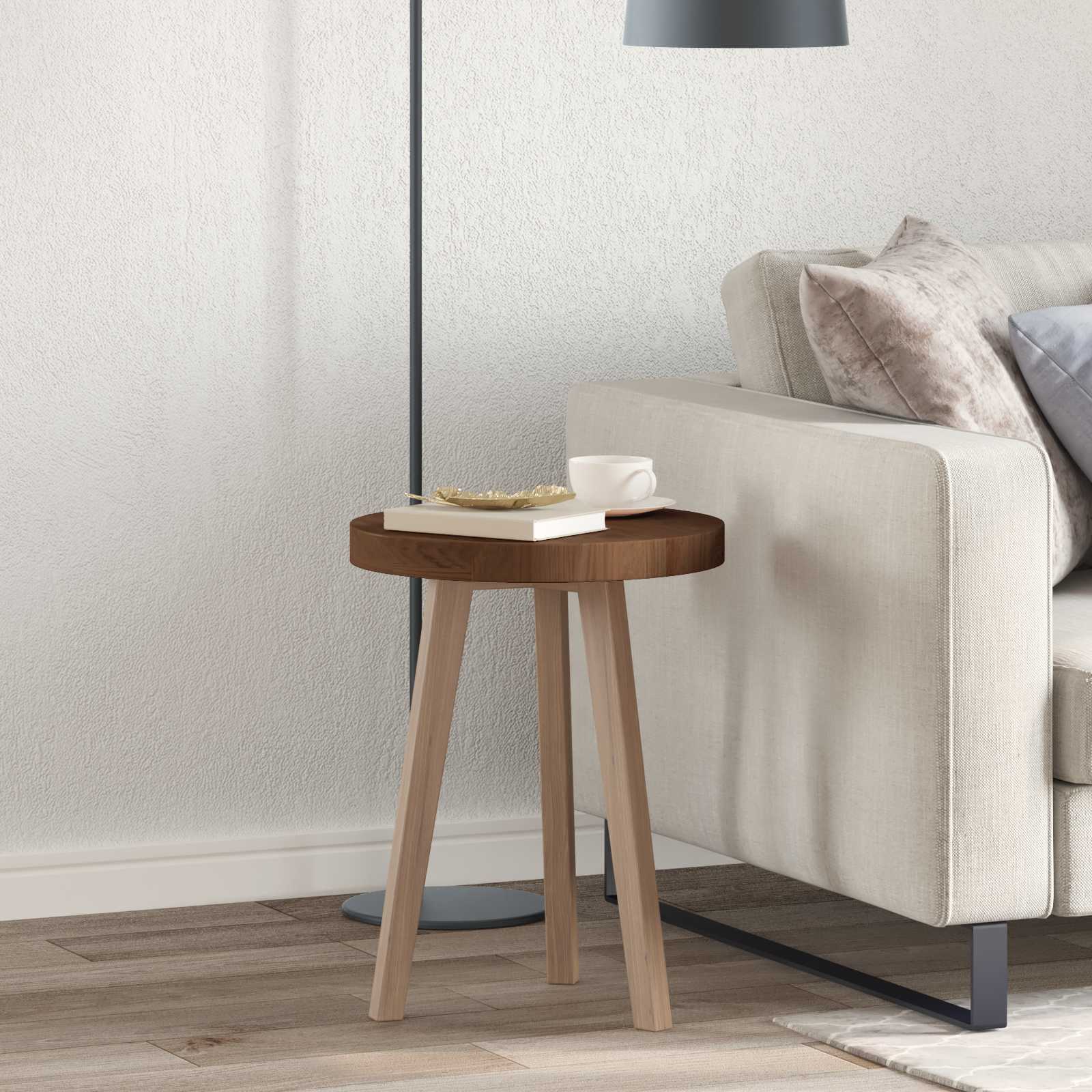 Tischplatte Dunkelbraun Ø 40cm Eiche Massivholz