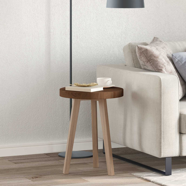 Tischplatte Dunkelbraun Ø 40cm Eiche Massivholz