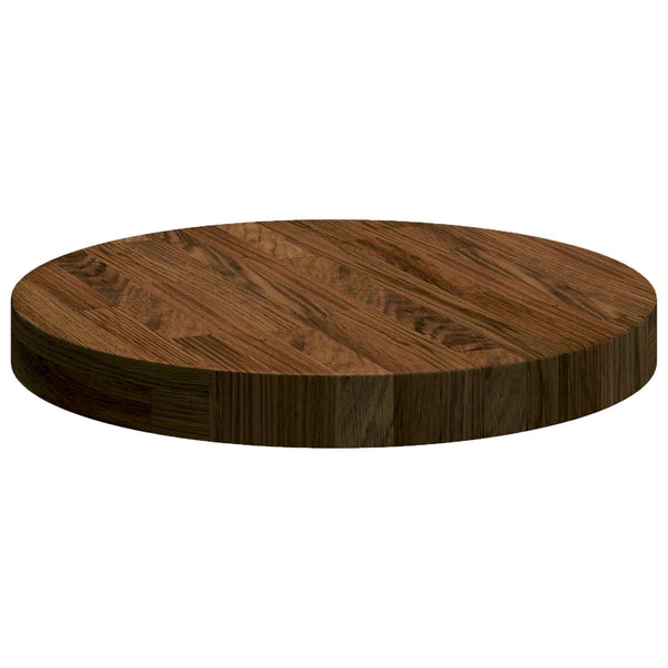 Tischplatte Dunkelbraun Ø 40cm Eiche Massivholz