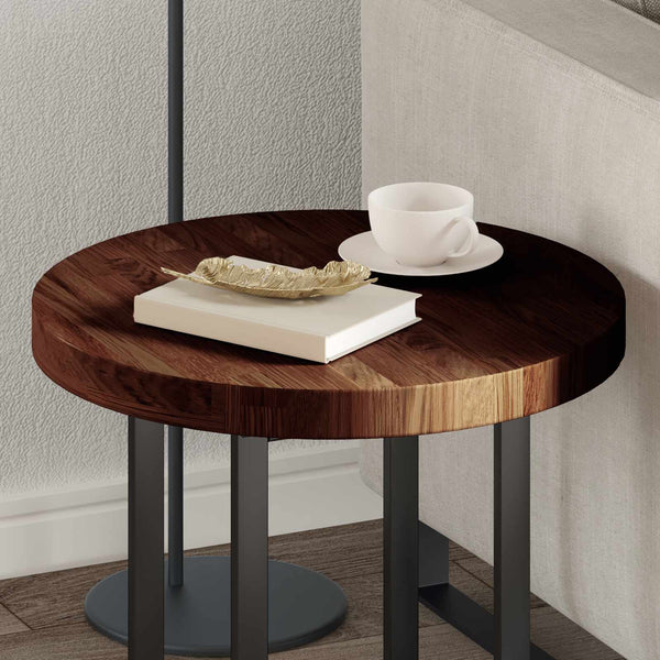 Tischplatte Dunkelbraun Ø 50cm Eiche Massivholz