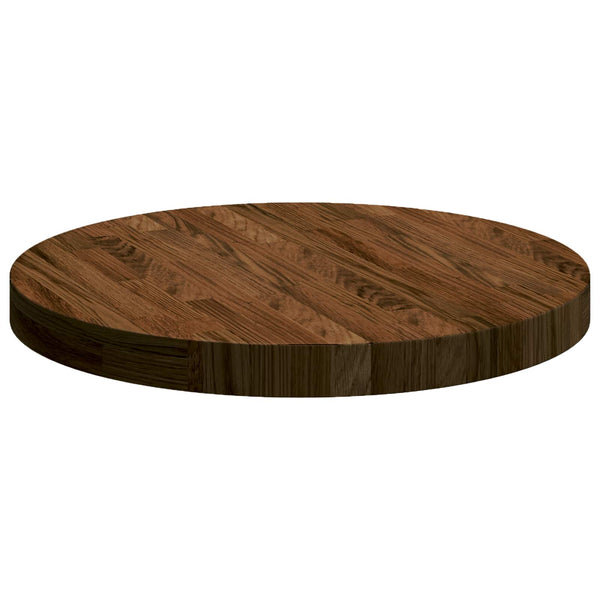 Tischplatte Dunkelbraun Ø 50cm Eiche Massivholz