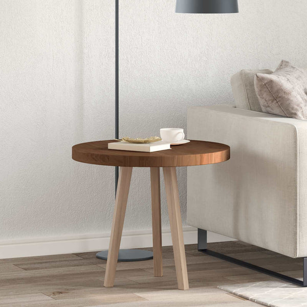 Tischplatte Dunkelbraun Ø 60cm Eiche Massivholz