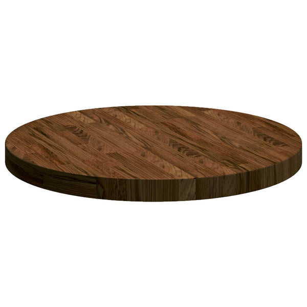 Tischplatte Dunkelbraun Ø 60cm Eiche Massivholz