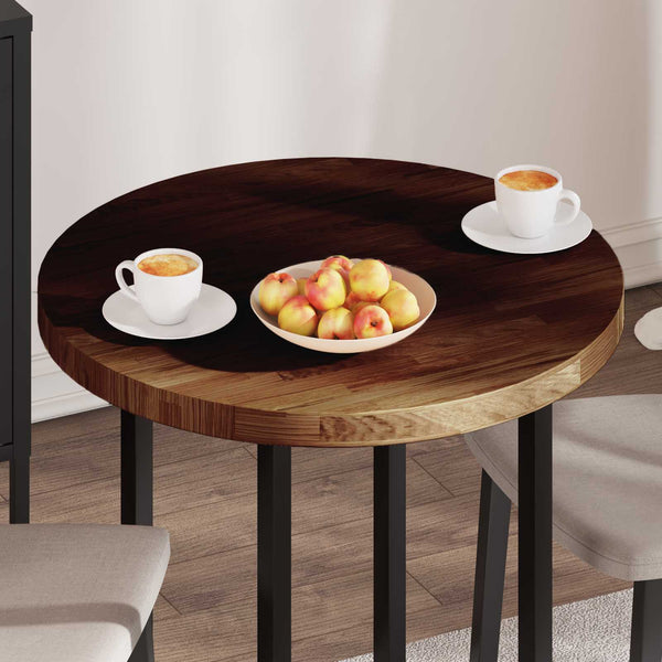 Tischplatte Dunkelbraun Ø 70cm Eiche Massivholz