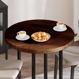 Tischplatte Dunkelbraun Ø 80cm Massivholz Eiche