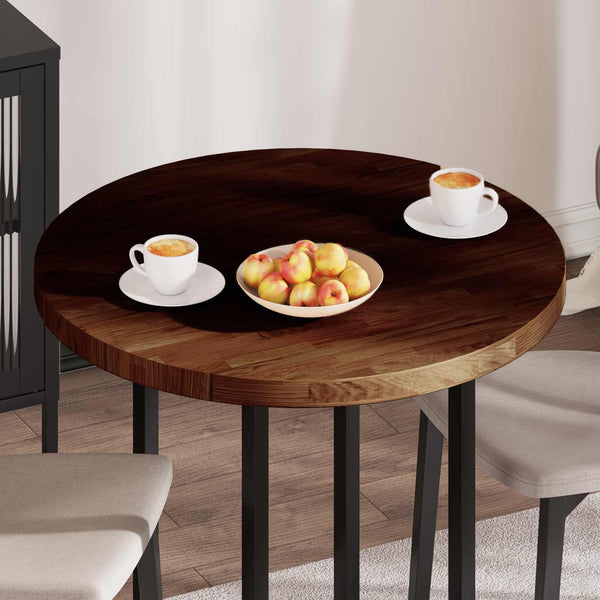 Tischplatte Dunkelbraun Ø 80cm Massivholz Eiche