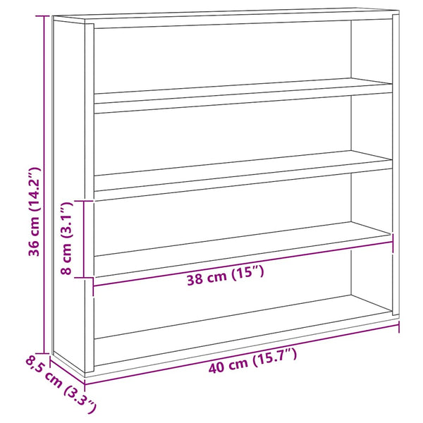 vidaXL Vitrine murale avec étagère Beige 40 x 8,5 x 37 cm Bois d'ingénierie
