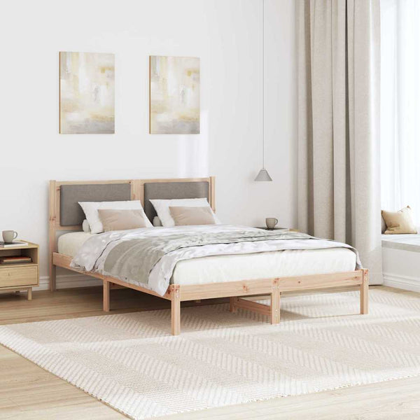 Bettrahmen Taupe mit Kopfteil 135x190 cm Kiefernholz