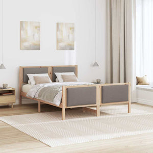 Bettrahmen Taupe mit Kopfteil 135x190 cm