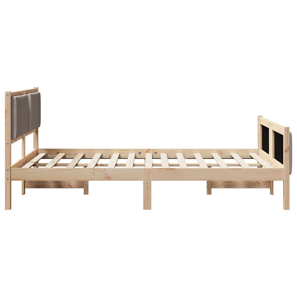 Bettrahmen Taupe mit Kopfteil 135x190 cm
