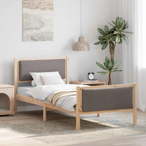 Bettrahmen Taupe 90x200 cm mit Kopfteil