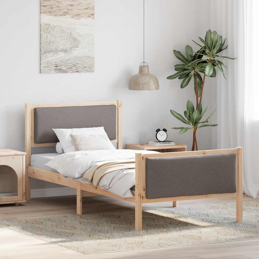 Bettrahmen Taupe 90x200 cm mit Kopfteil