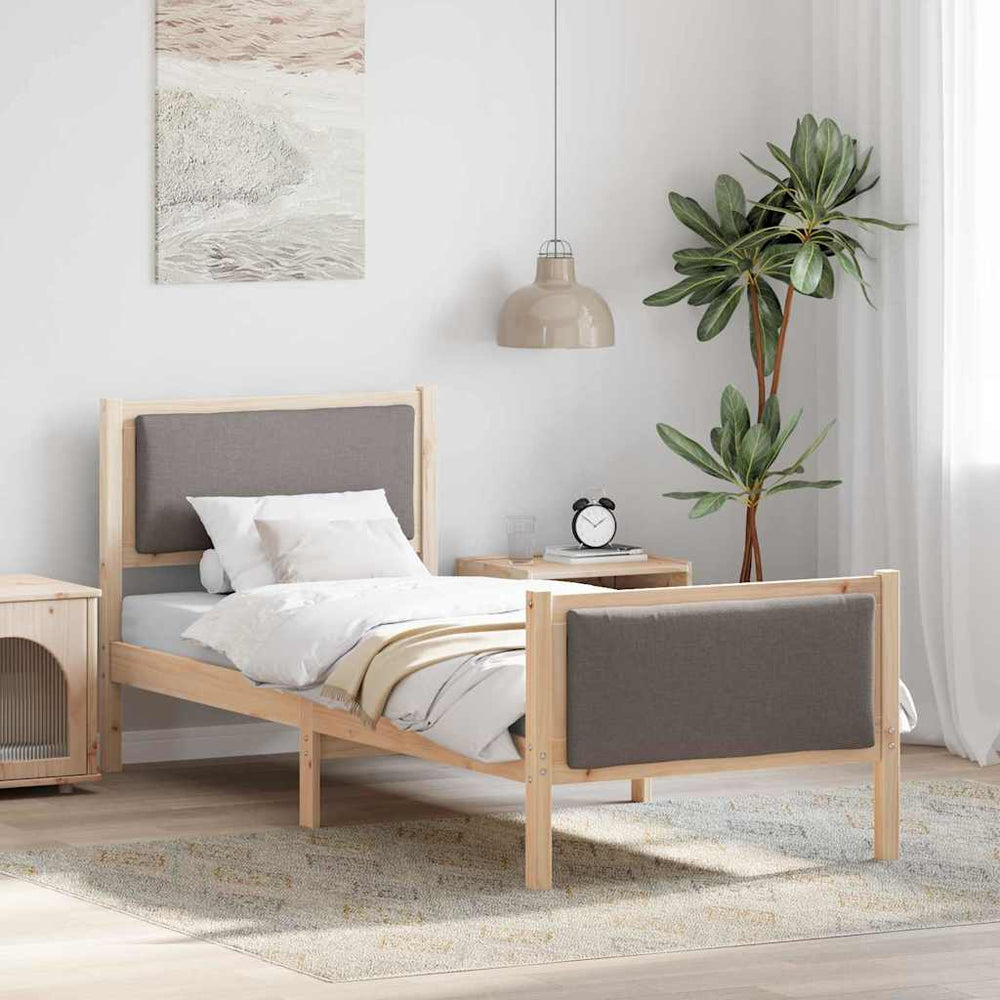 Bettrahmen Taupe mit Kopfteil 75x190 cm