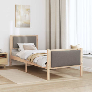 Bettrahmen Taupe mit Kopfteil 75x190 cm