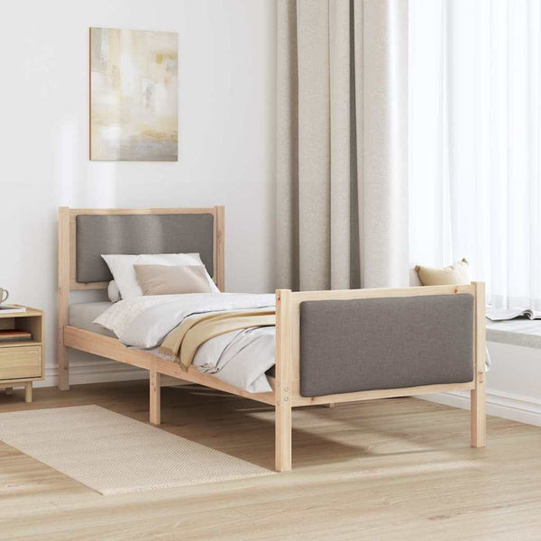 Bettrahmen Taupe mit Kopfteil 75x190 cm