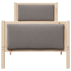 Bettrahmen Taupe mit Kopfteil 75x190 cm