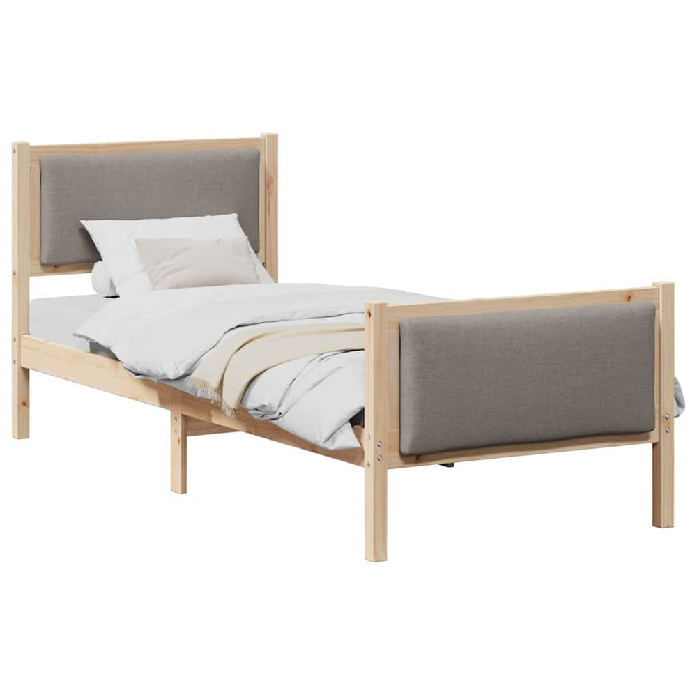 Bettrahmen Taupe mit Kopfteil 75x190 cm