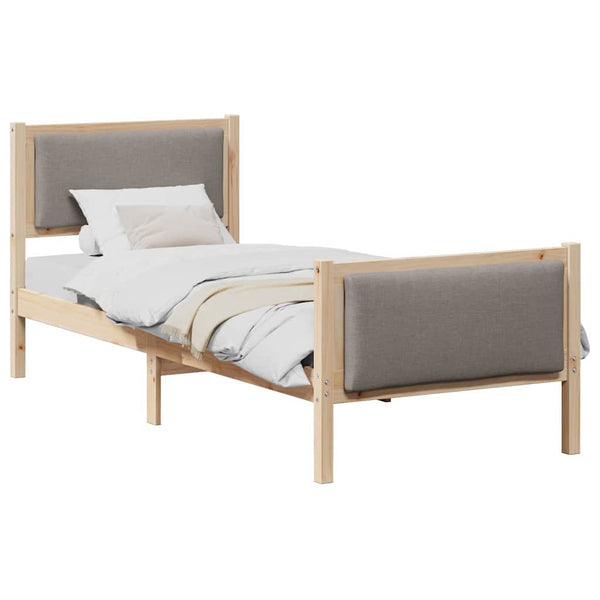 Bettrahmen Taupe mit Kopfteil 75x190 cm