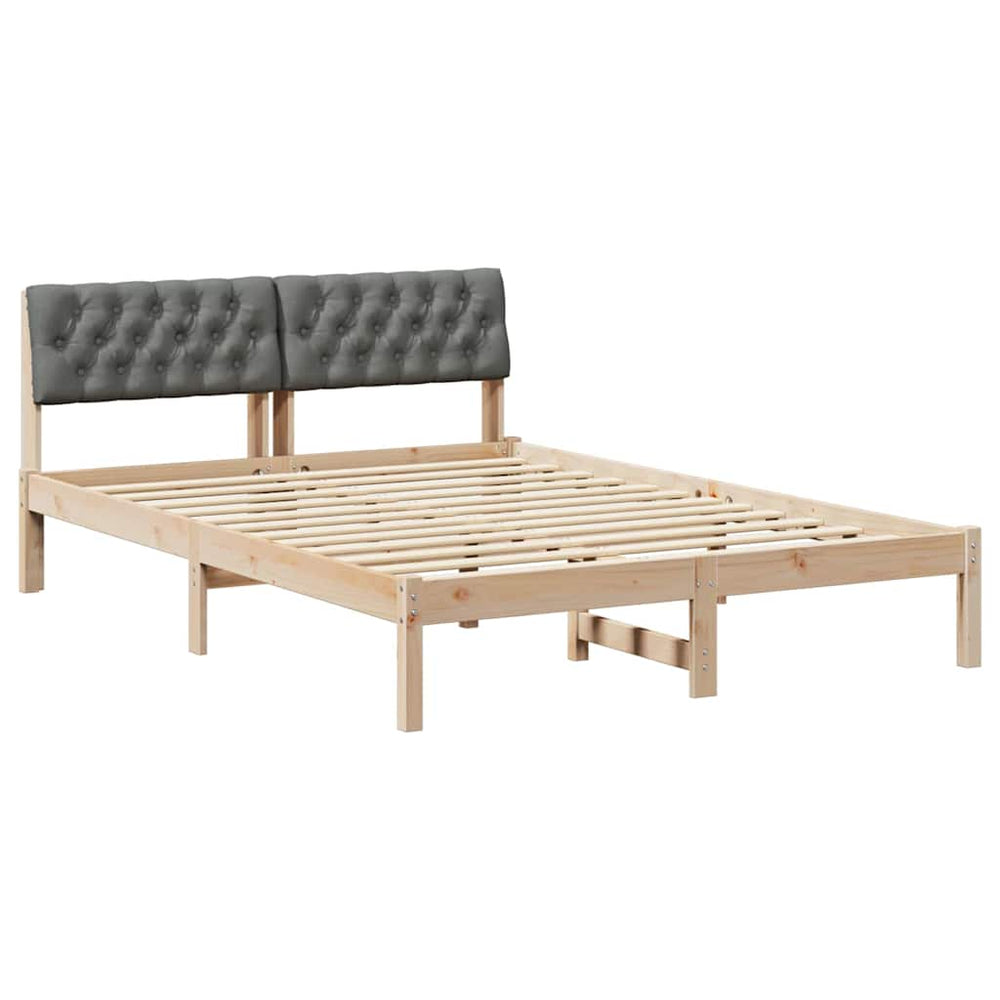 Bettgestell 160x200 cm Kiefer Massivholz Braun/Dunkelgrau