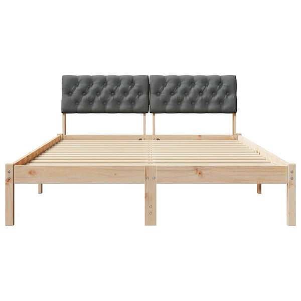 Bettgestell 160x200 cm Kiefer Massivholz Braun/Dunkelgrau