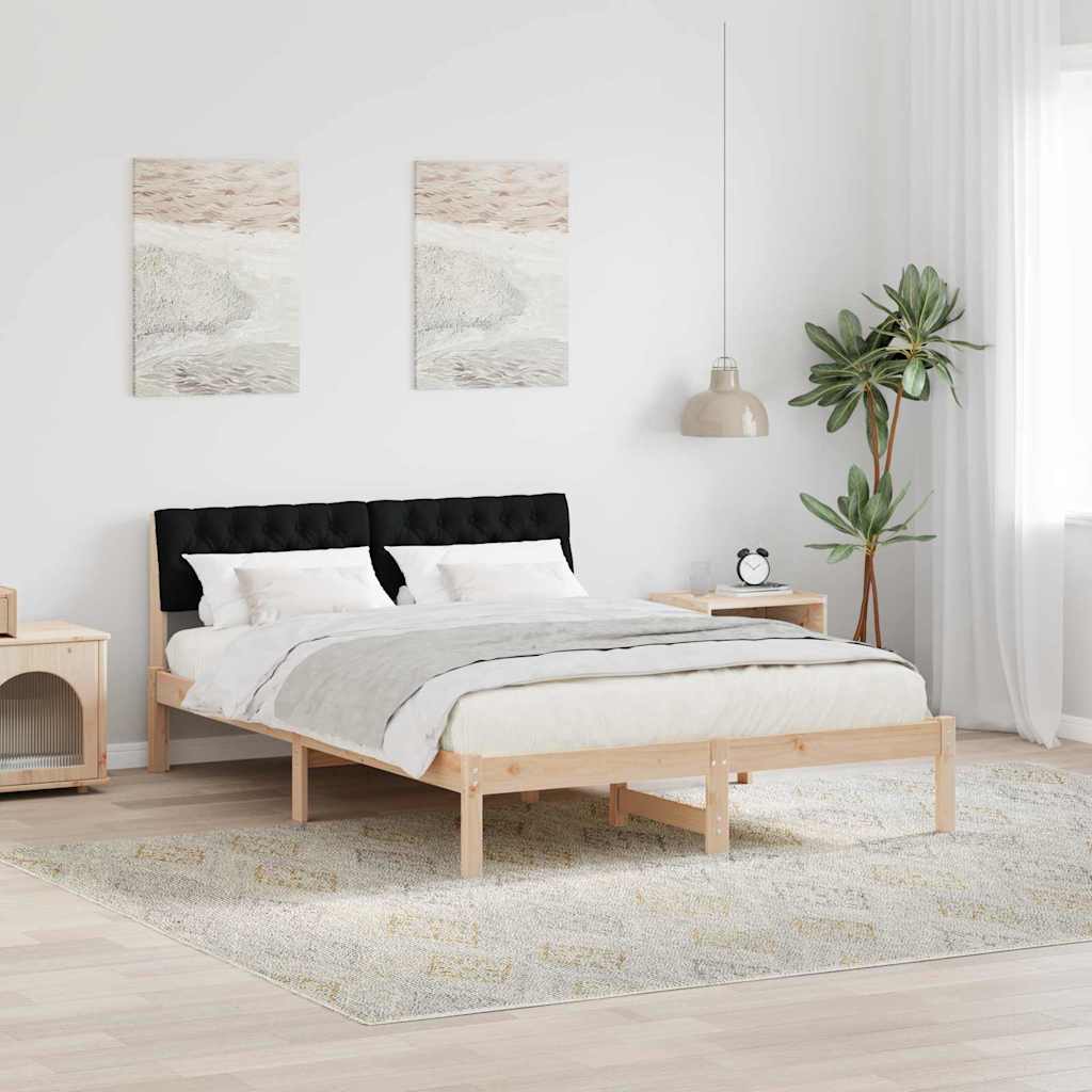 Bettgestell 160x200 cm Kiefer Massivholz Braun/Schwarz