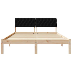 Bettgestell 160x200 cm Kiefer Massivholz Braun/Schwarz