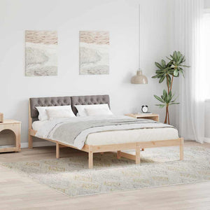 Bettgestell 160x200 cm Kiefer Massivholz Braun/Taupe