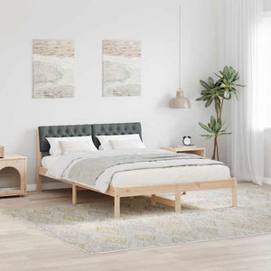 Bettgestell 150x200 cm Kiefer Massivholz Braun/Dunkelgrau
