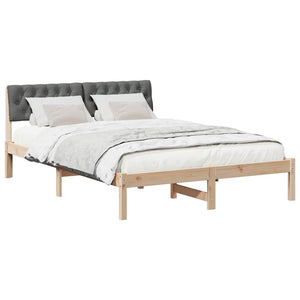 Bettgestell 150x200 cm Kiefer Massivholz Braun/Dunkelgrau