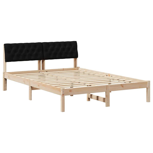 Bettgestell 150x200 cm Kiefer Massivholz Braun/Schwarz