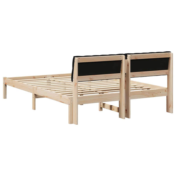 Bettgestell 150x200 cm Kiefer Massivholz Braun/Schwarz