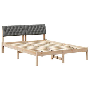 vidaXL Cadre de lit marron et gris foncé 140 x 200 cm Bois de pin massif