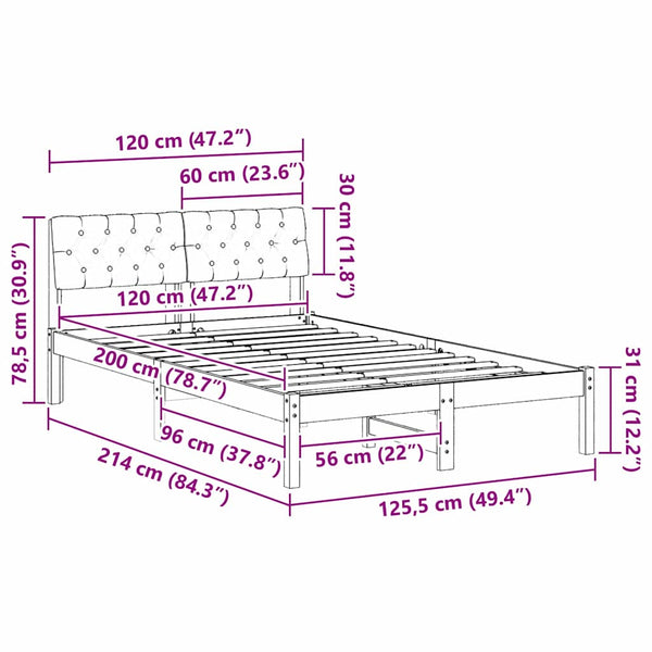 Bettgestell Kiefer Massivholz 120x200 cm