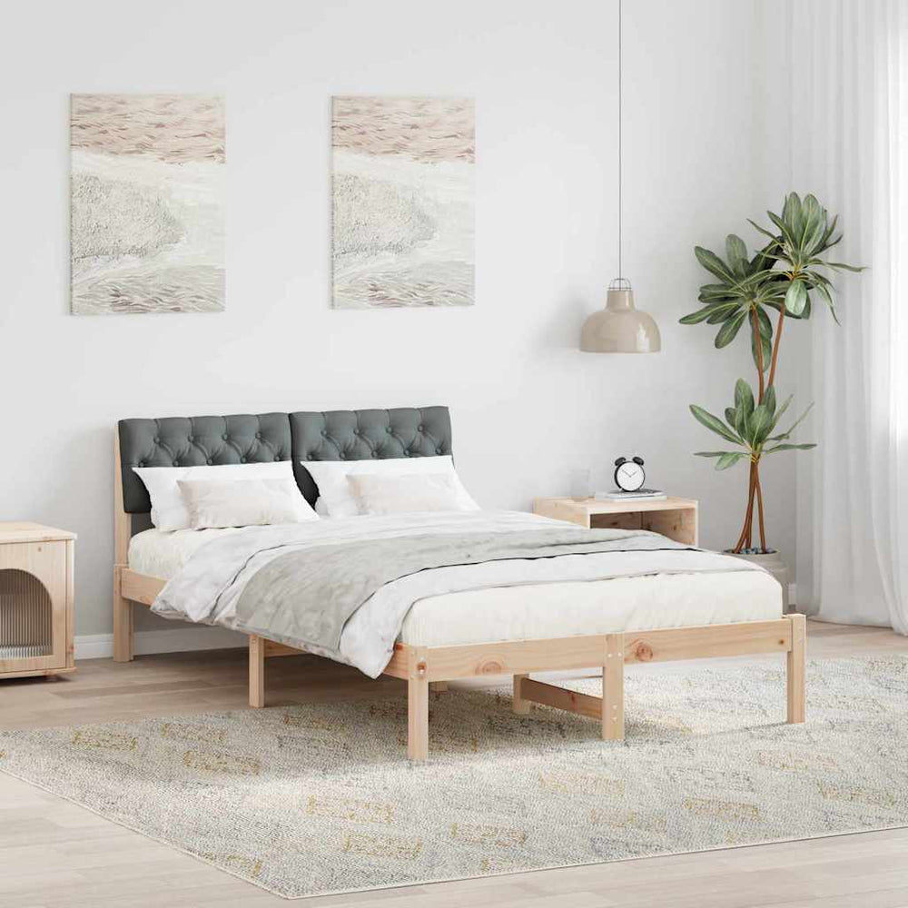 Bettgestell 120x200 cm Kiefer Massivholz Braun/Dunkelgrau