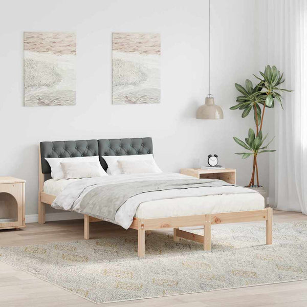 vidaXL Cadre de lit marron et gris foncé 120 x 200 cm Bois de pin massif