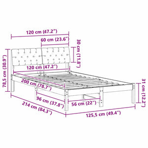 vidaXL Cadre de lit marron et noir 120 x 200 cm bois de pin massif