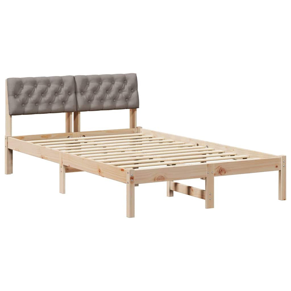 Bettgestell 120x200 cm Kiefer Massivholz Braun/Taupe