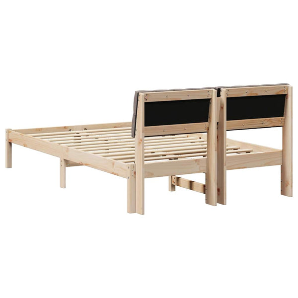 Bettgestell 120x200 cm Kiefer Massivholz Braun/Taupe