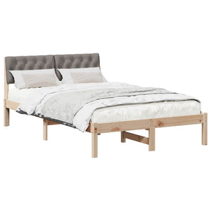 Bettgestell 120x200 cm Kiefer Massivholz Braun/Taupe