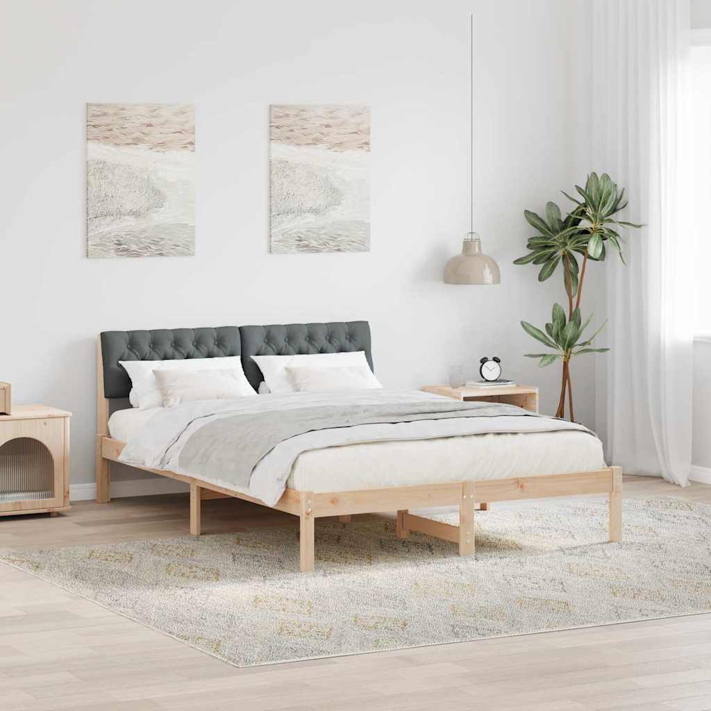 Bettgestell 140x190 cm Kiefer Massivholz Braun/Dunkelgrau