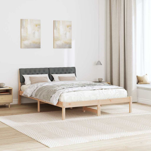 Bettgestell 140x190 cm Kiefer Massivholz Braun/Dunkelgrau