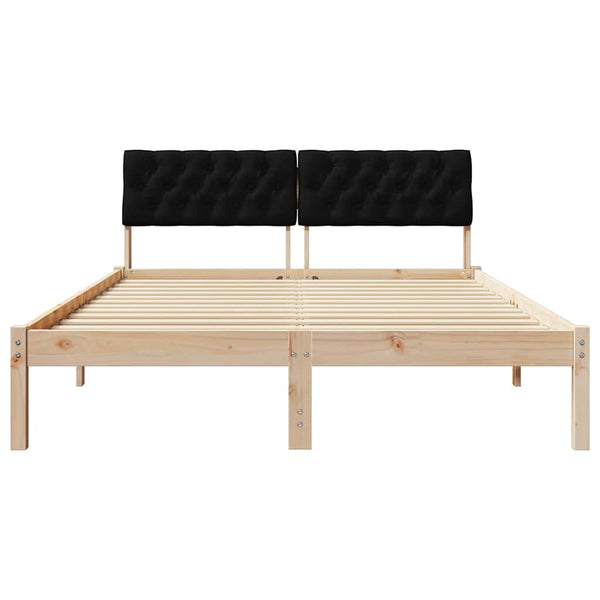 Bettgestell 140x190 cm Kiefer Massivholz Braun/Schwarz