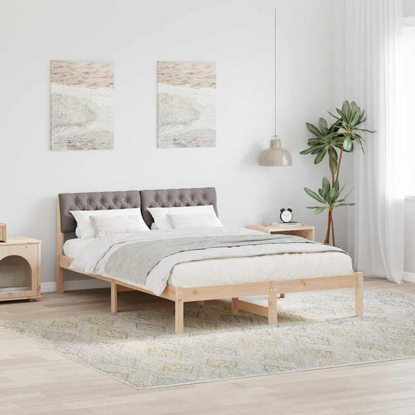 Bettgestell 140x190 cm Kiefer Massivholz Braun/Taupe