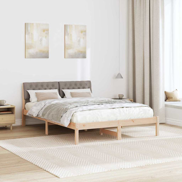 Bettgestell 140x190 cm Kiefer Massivholz Braun/Taupe